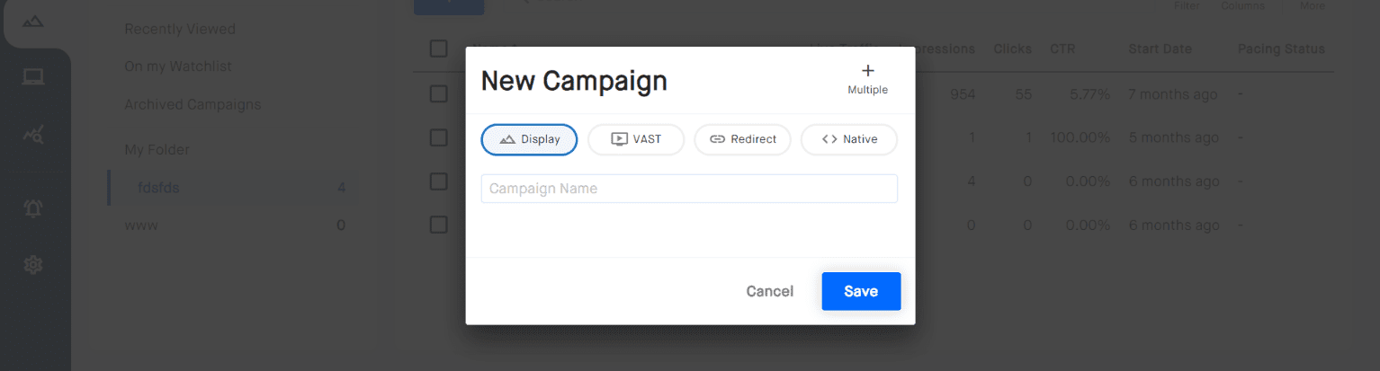 Campaigns Add Campaign AdGlare AdServer