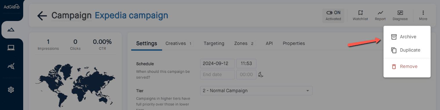 Campaigns Archive AdGlare AdServer