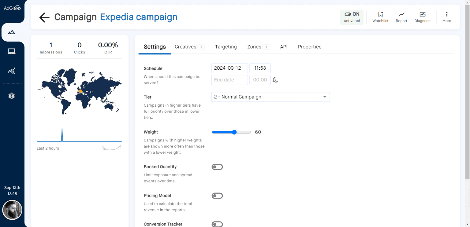 Campaigns Inside AdGlare AdServer